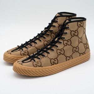 size 16.5G 17 US Gucci GG Canvas High Top Sneakers Brown